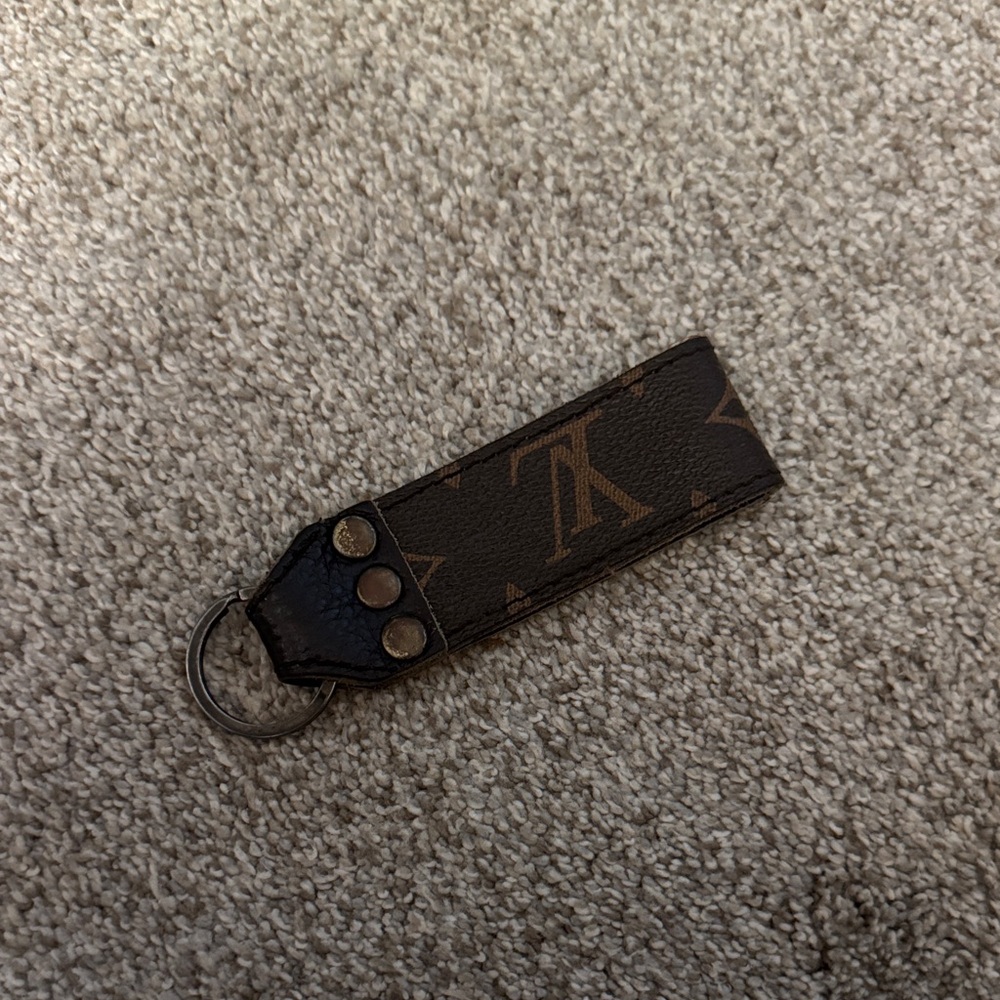 Repurposed Louis Vuitton Brown Leather Keychain